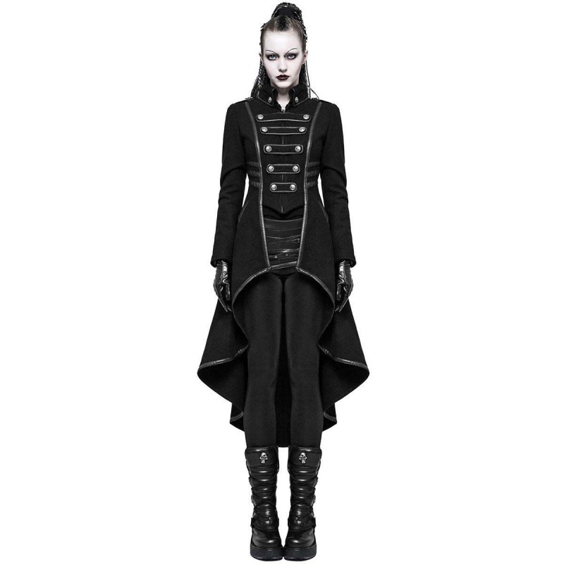 Women Gothic Military Steampunk Coat Long Jacket Black Steampunk Army Uniform 